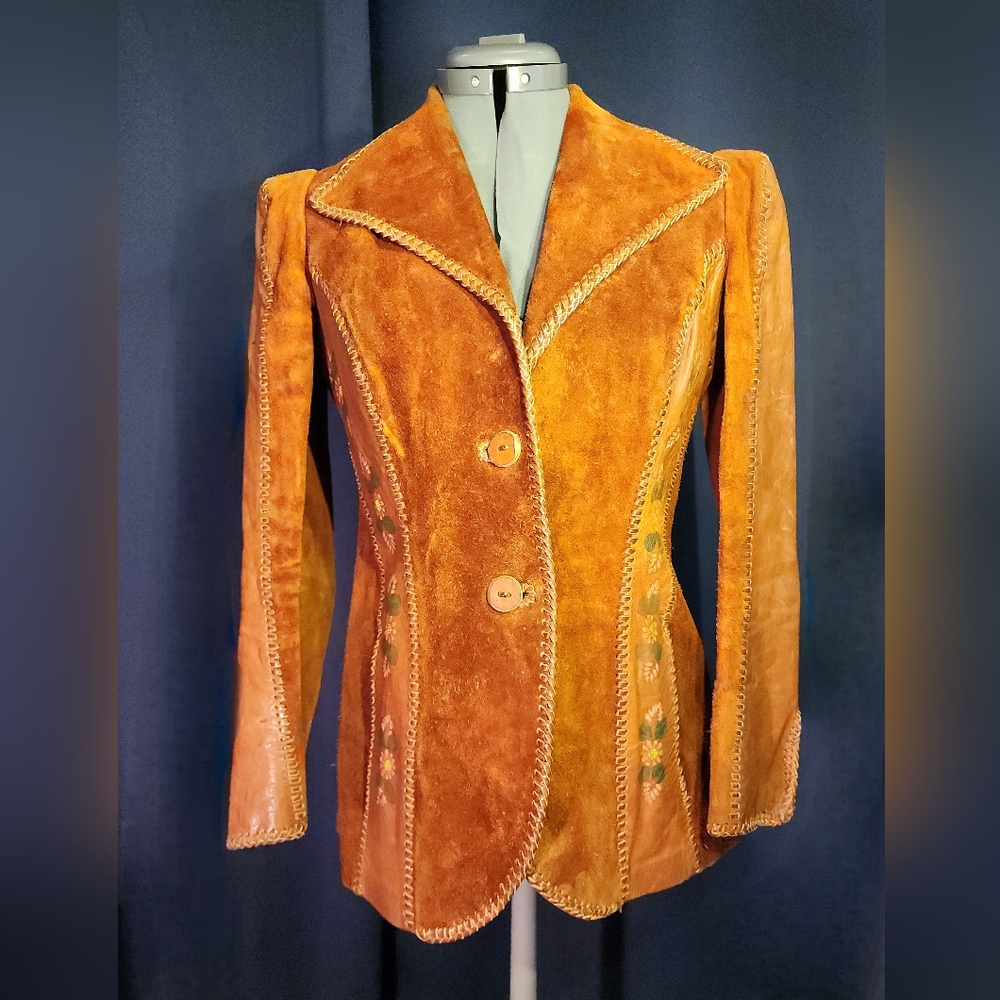 Vintage Char Leather Jacket Handpainted